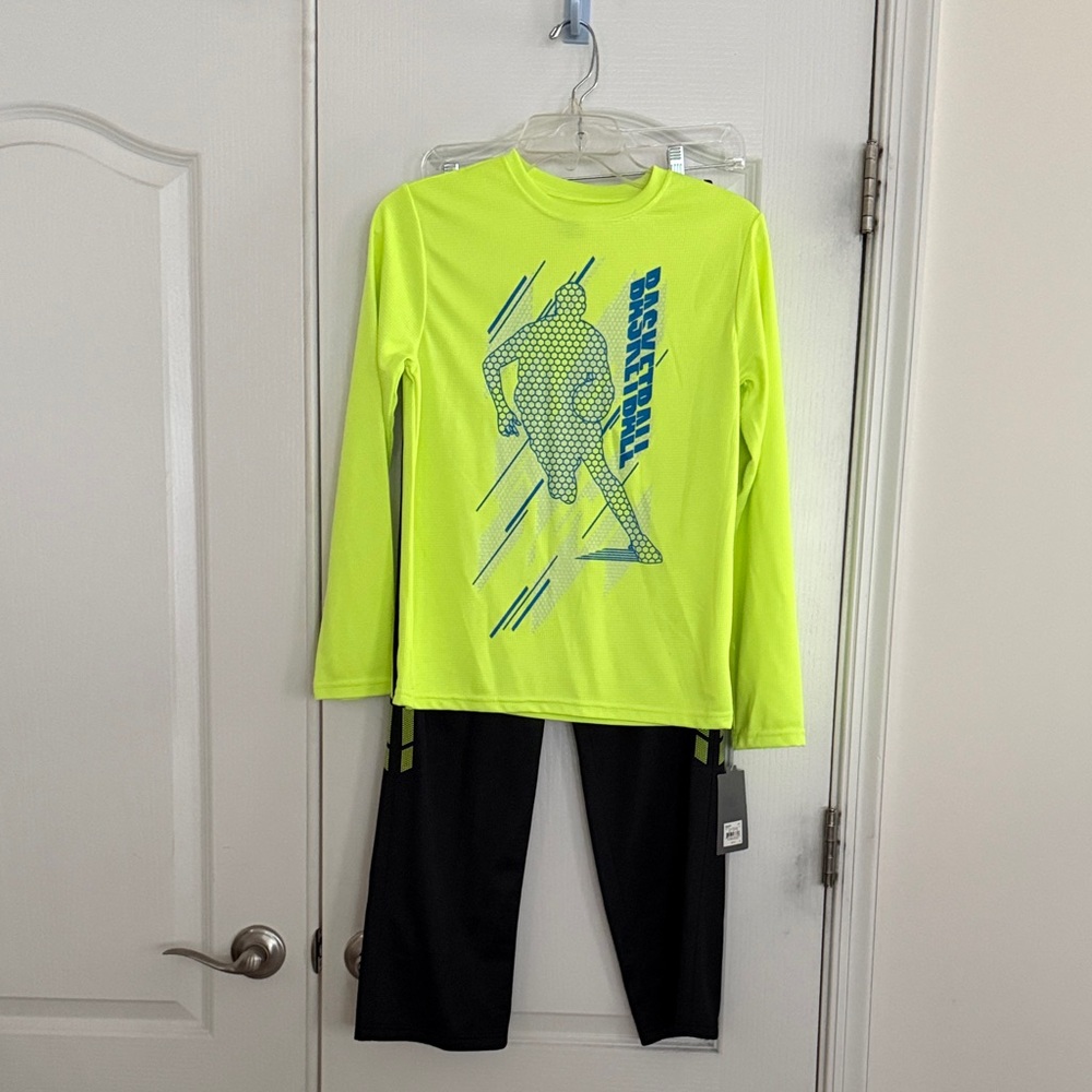Tek Gear Neon Yellow Shirt and Black Pants Outfit